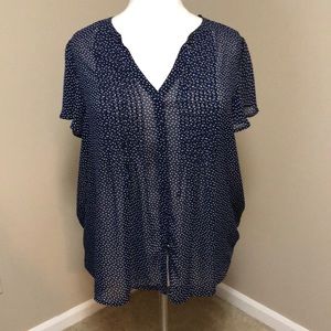 COPY - Torrid size 3 print chiffon pleated tie front top